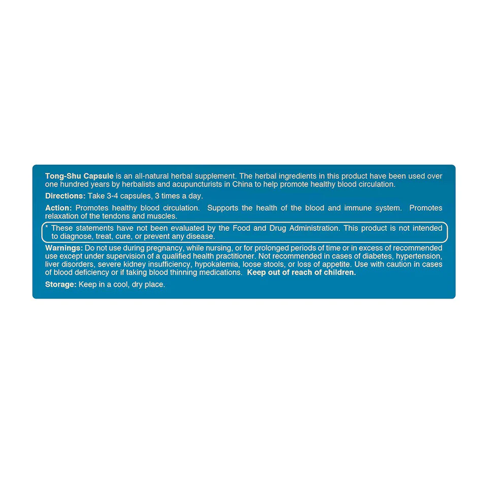 Yunnan Baiyao Tong-Shu Capsules – Herbal Supplement for Circulation & Relaxation (36 Count